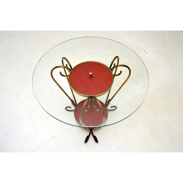 Mid-Century Modern Vintage Italian Brass and Glass Coffee Table, 1950 For Sale - Image 3 of 5