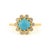 1.25ct Turquoise & Diamond Floral Vintage Cocktail Ring Size 6.5 in 14k Yellow Gold For Sale - Image 4 of 15