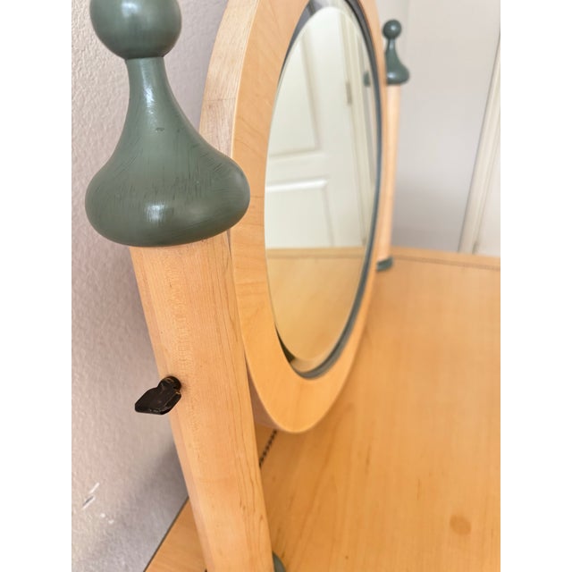 Restored National Mt. Airy Maple Vanity With Round Mirror & Stool For Sale In Dallas - Image 6 of 8