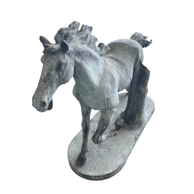 1990s Mid-Century Vintage Cast Iron Garden Horse Statue For Sale - Image 5 of 12