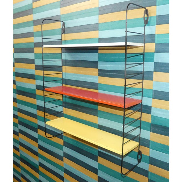 Metal String Shelves in Red, White, Yellow and Black Ladders by A. D. Dekker for Tomado, 1960s For Sale - Image 7 of 15