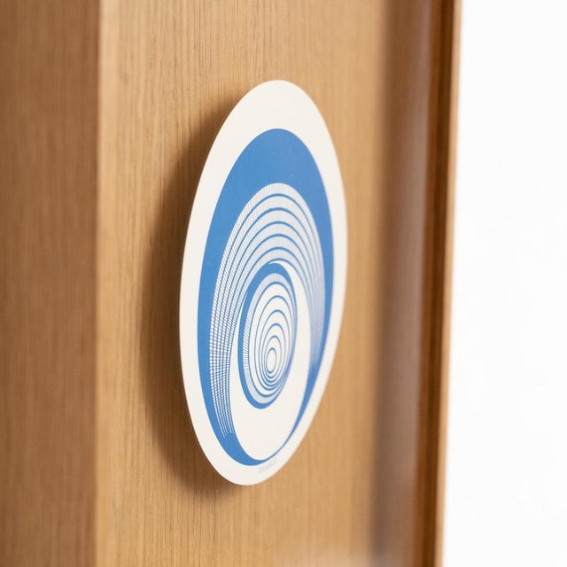 Blue Marcel Duchamp, Blue Escargot Rotorelief from Konig Series 133, 1987, Wood For Sale - Image 8 of 13
