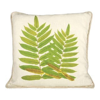 Double Buckler Fern Linen Pillow For Sale
