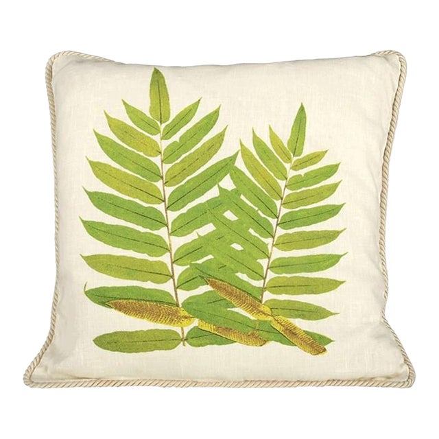 Double Buckler Fern Linen Pillow For Sale