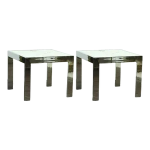 Lawson Fenning Chrome and Onyx Tables, a Pair