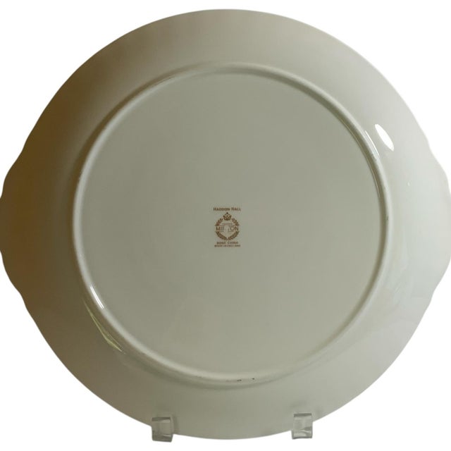 Ceramic Vintage Minton Haddon Hall Large Handled Cake Plate Fine Bone China Green England 1948-2011 For Sale - Image 7 of 7