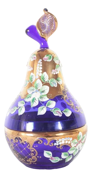 Glass Hand Enameled Candy Box from Novy Bor, 1970s