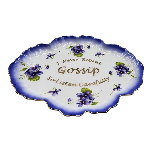 Vintage Porcelain Wall Plate With Violets For Sale