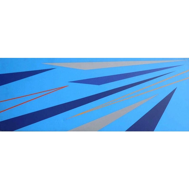 Blue Composition, Acrylic on Canvas, Marcello Grottesi, 1977 For Sale