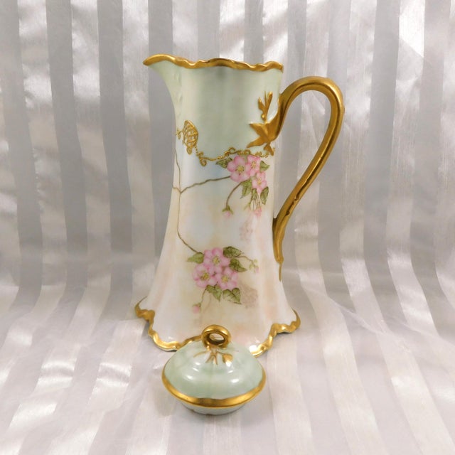 Contemporary Late 18th Century Pale Green Antique Haviland Chocolate Pot For Sale - Image 3 of 16