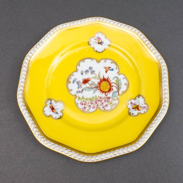 Rosenthal Mid 20th Century Rosenthal Bavaria Dresden Yellow Gold Gilt Floral Porcelain Salad Plate - Set of 6 For Sale - Image 4 of 10