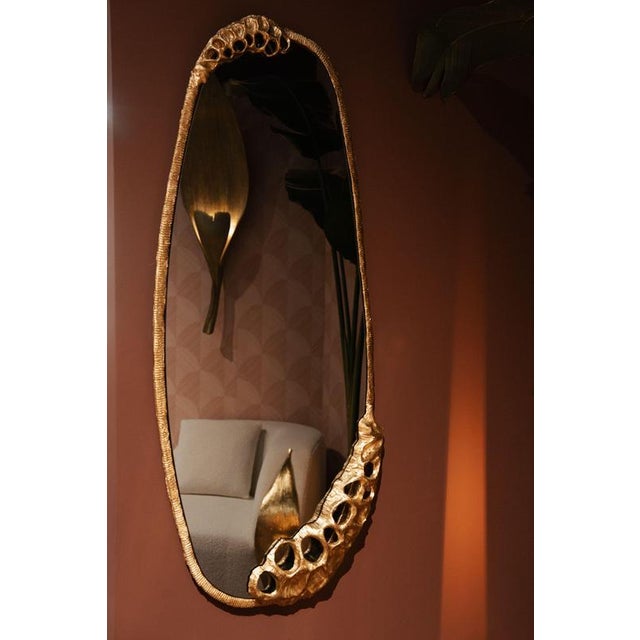 Lotus Brass Wall Mirror by Maeve For Sale - Image 9 of 10