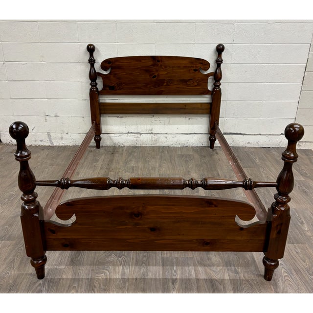 Vintage Full Size Solid Pine Cannonball Poster Bed For Sale In Kansas City - Image 6 of 9