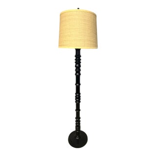 Jamie Young Cast Metal Stacked Ring Floor Lamp W/ Woven Drum Shade For Sale