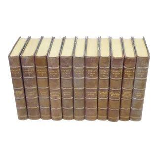 19th Century Brown Leatherbound Works of James Russell Lowell - Set of 11 For Sale