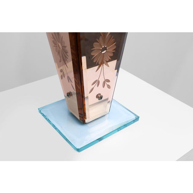 Art Deco Vase in Glass, Mirrored Glass and Wood, France, 1920s For Sale - Image 6 of 11