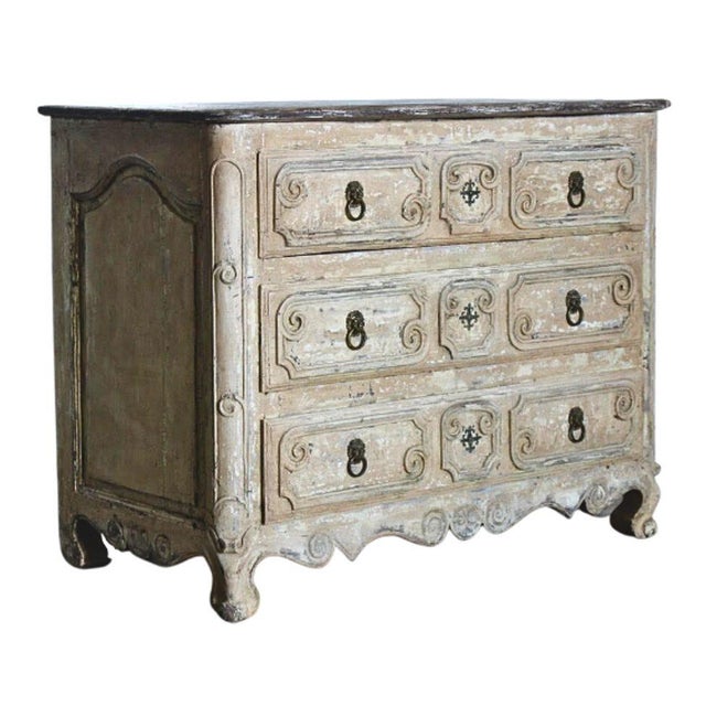 18th C Rustic Provensal Louis XV 3 drawer Commode with Original drawer pulls & patina.