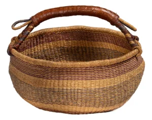 Mid 20th Century Ghana Tan Wicker Basket