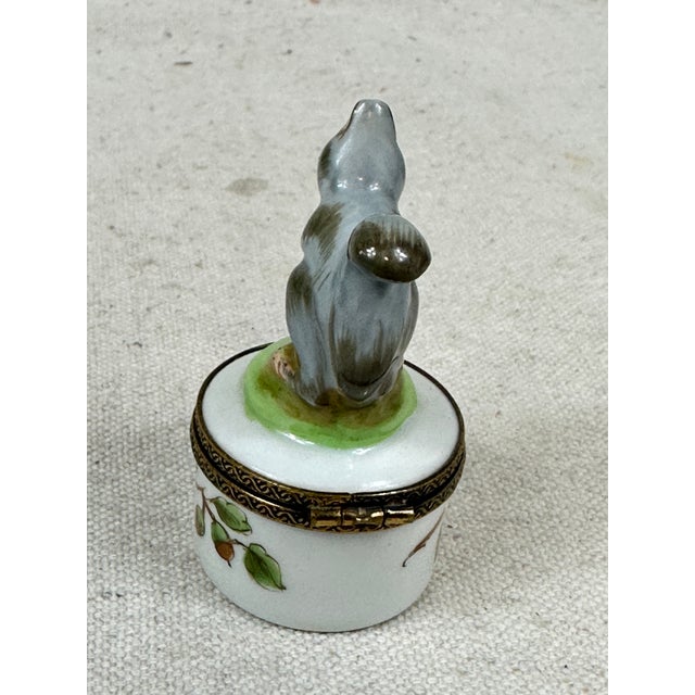 French Vintage Limoges Porcelain Squirrel Trinket Box For Sale - Image 3 of 9