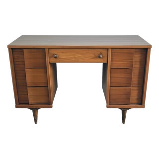 Mid Century Modern Desk by Johnson Carper Retro MCM 7 Drawer Walnut Desk For Sale