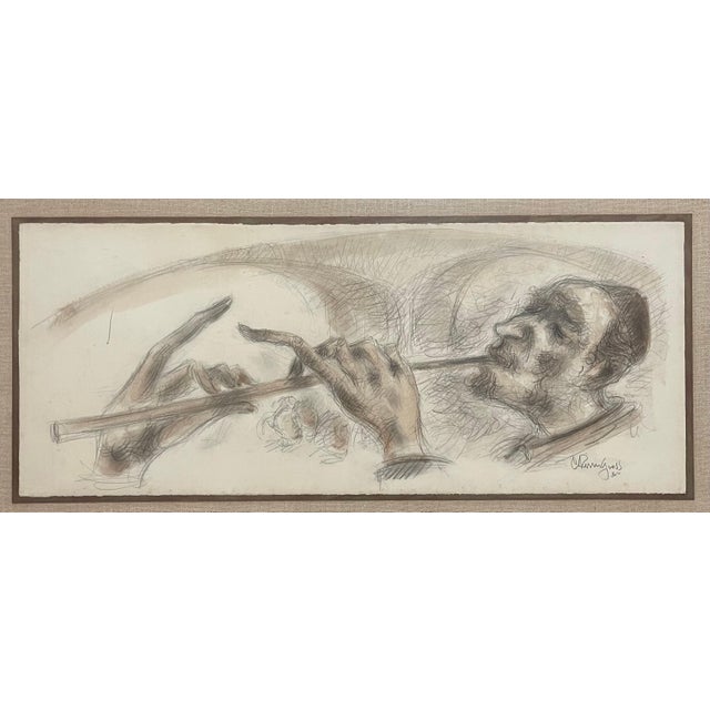 Mid 20th Century Chaim Gross, Chaim Gross Judaica Jewish Watercolor Painting Rabbi Klezmer Music WPA Artist, c.1960's For Sale - Image 5 of 9