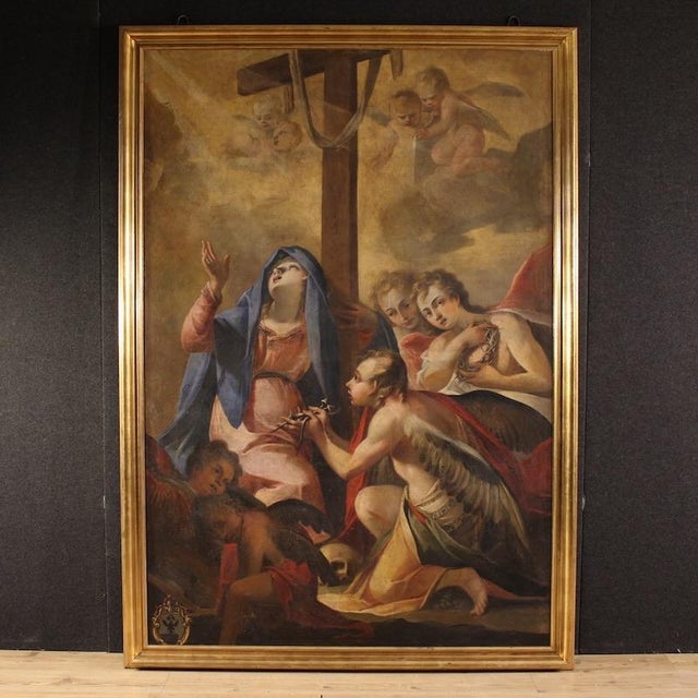Italian Artist, Madonna of Sorrows with Angels, 1680, Oil on Canvas For Sale - Image 16 of 16