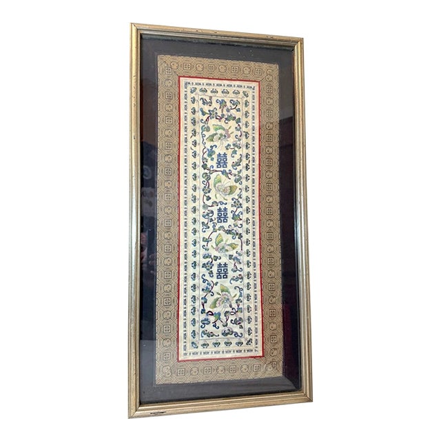 Antique Chinese Hand Embroidery Silk 1800's Ornate Qing Dynasty Needlepoint For Sale