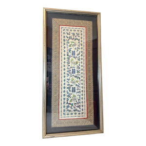Antique Chinese Hand Embroidery Silk 1800's Ornate Qing Dynasty Needlepoint