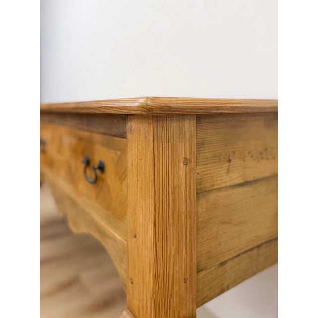 Mid 20th Century Handmade Inlaid Solid Pine Organic Modern Designer Console Table For Sale - Image 9 of 17