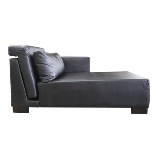 Modern Black Leather Brazilian Chaise For Sale