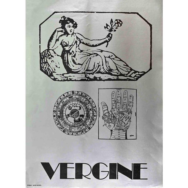 Offset and screen print on grey paper realized by Sergio Barletta in 1973. Not signed nor numbered, as issued. 68 x 50 cm....