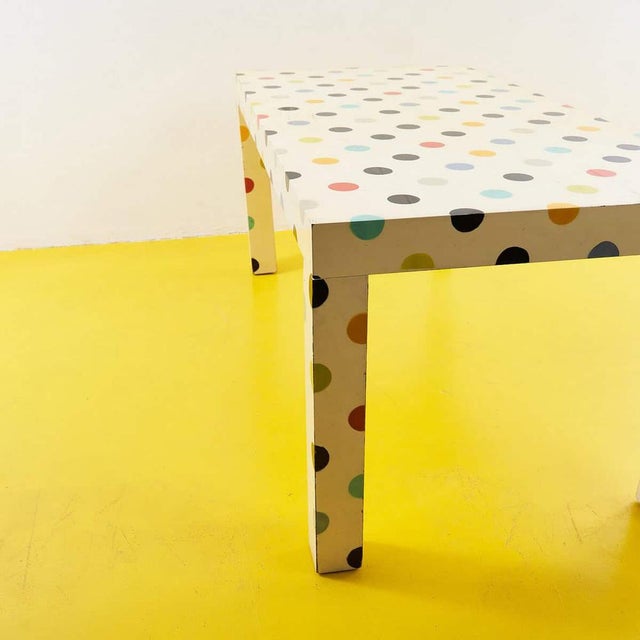 Designer Table in Polka Dot Laminated Wood For Sale - Image 9 of 14