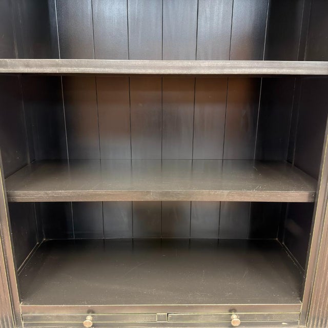 English Black Bookcase in Teak For Sale - Image 11 of 15