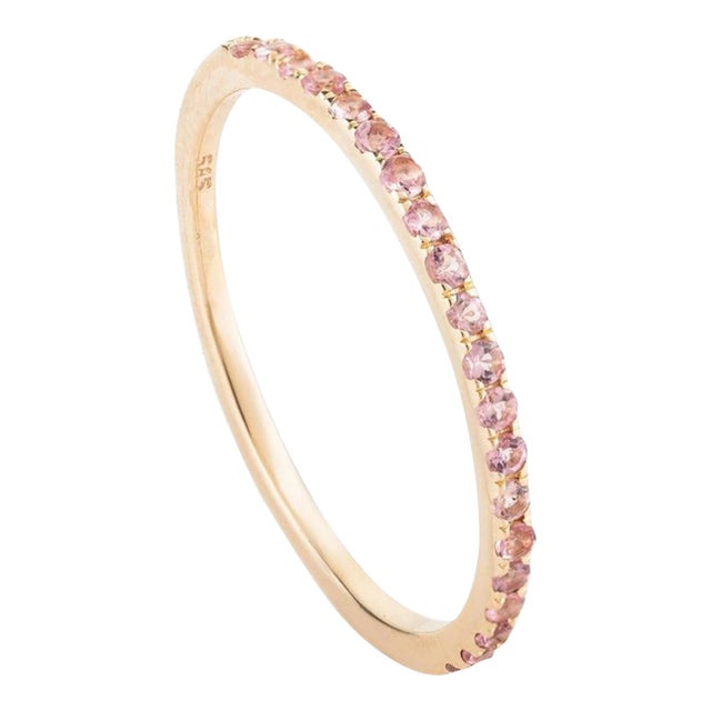 Stackable 14k Yellow Gold Tourmaline Band Ring Size 11 For Sale