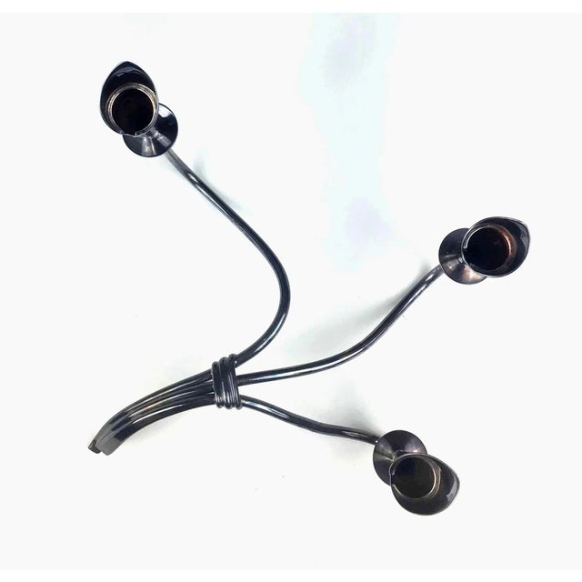 Metal 1970s Hans Jenson Silver Mid Century Modern Candle Holders For Sale - Image 7 of 13