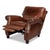 Rolled arms, nailhead trim, and deep chestnut leather conceal a full reclining mechanism within a traditional club-chair...