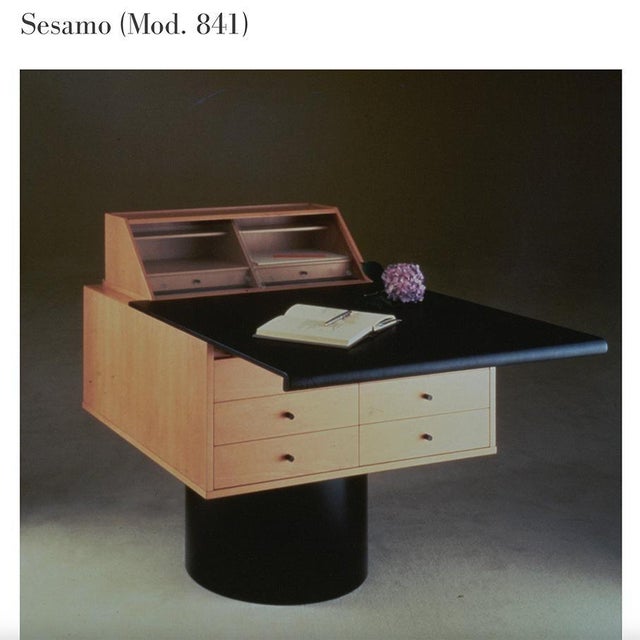 Brown Rare Sesamo Pop Up Desk / Secretary by Gianfranco Frattini for Bernini, 1981 For Sale - Image 8 of 15