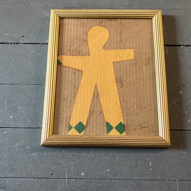 Original 8 x 10 collage done with vintage papers heightened with red glitter Overall size with vintage frame is 9.25 x...