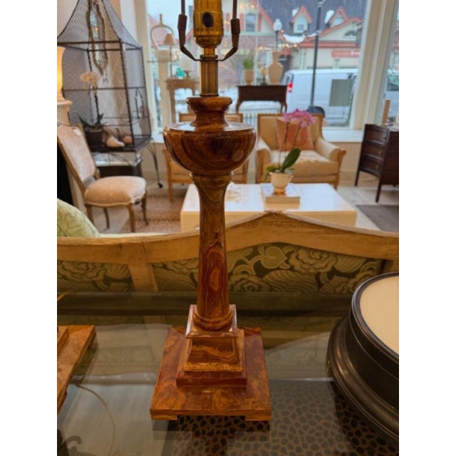 Stone Vintage Mexican Onyx Lamps - a Pair For Sale - Image 7 of 8