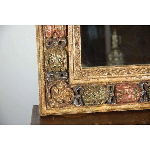 Islamic Venetian Moorish Style Hand-Carved Polychrome Mirror, Italy, Circa 1960s For Sale - Image 3 of 8