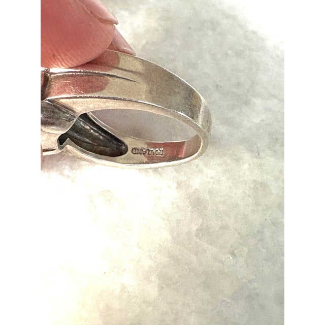 Contemporary Vintage Sterling Silver and Turquoise Ring For Sale - Image 3 of 6