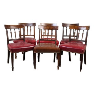 Assembled Set of Six English George III Mahogany Neoclassical Dining Chairs, Four 18th Century For Sale