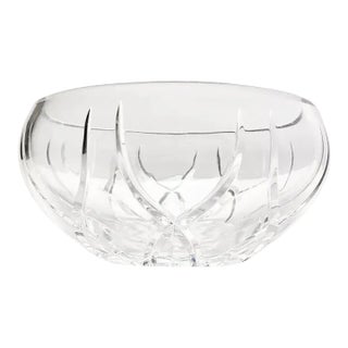 1990s Contemporary Crystal Serving Decorative Bowl Wishbone & X Cuts For Sale