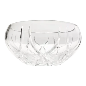 1990s Contemporary Crystal Serving Decorative Bowl Wishbone & X Cuts