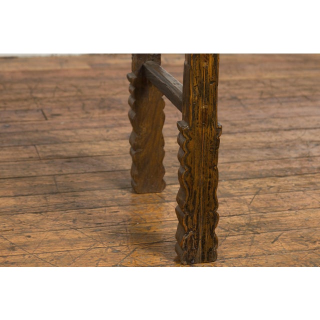Rustic Chinese Qing Dynasty 19th Century Console Table with Carved Legs For Sale - Image 10 of 13