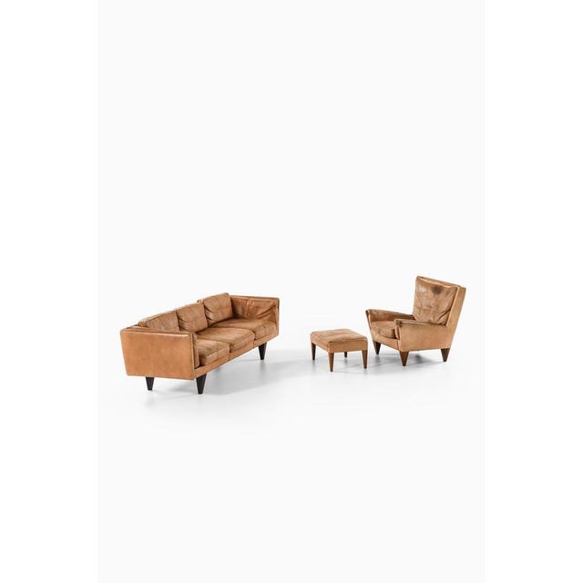Set of Easy Chair and Ottoman in Leather and Rosewood attributed to Illum Wikkelsø, 1960s For Sale - Image 10 of 12