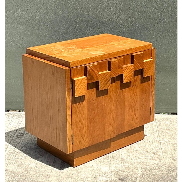 Vintage Brutalist Geometric Wood Cabinet For Sale - Image 13 of 14