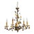 1940 French Tole Bronze With Ceramic Flowers Chandelier For Sale