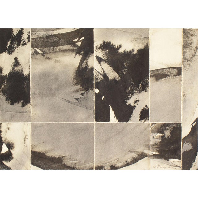 Black 1960s Abstract Watercolor Painting by Le Rouse For Sale - Image 8 of 8