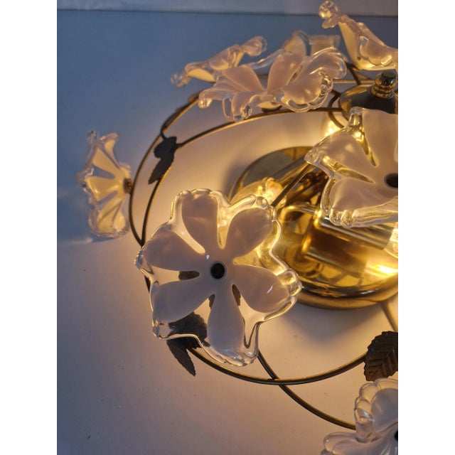 Regency Ceiling Lamp in Brass and Acrylic, 1970s For Sale - Image 4 of 10